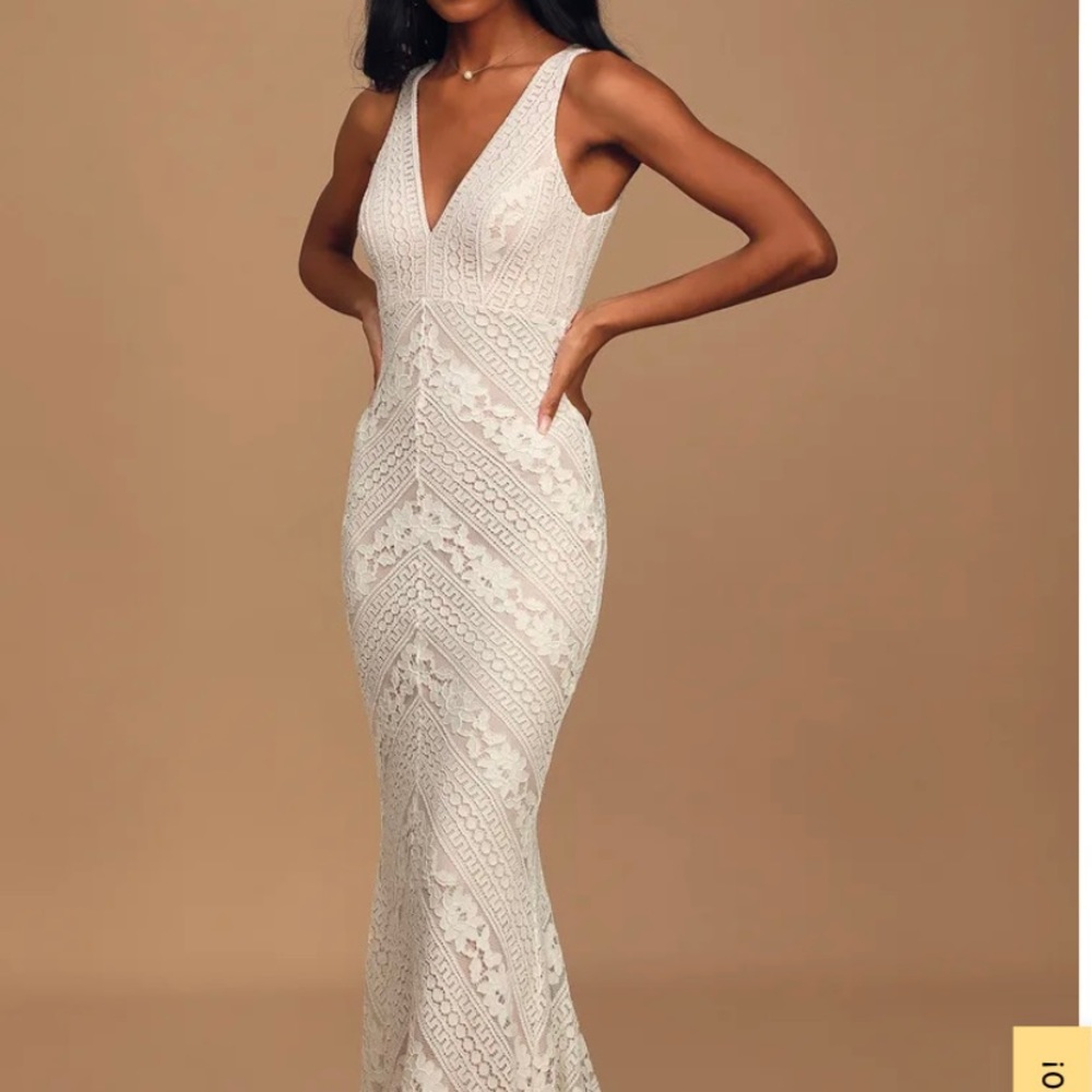 NWT Lulus Alianna White Lace Maxi Wedding Dress